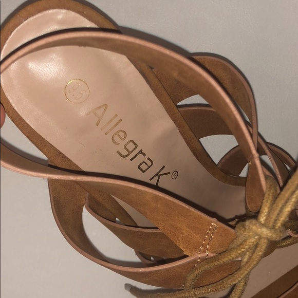 Tan Strappy Heels Sandals - Picture 7 of 7